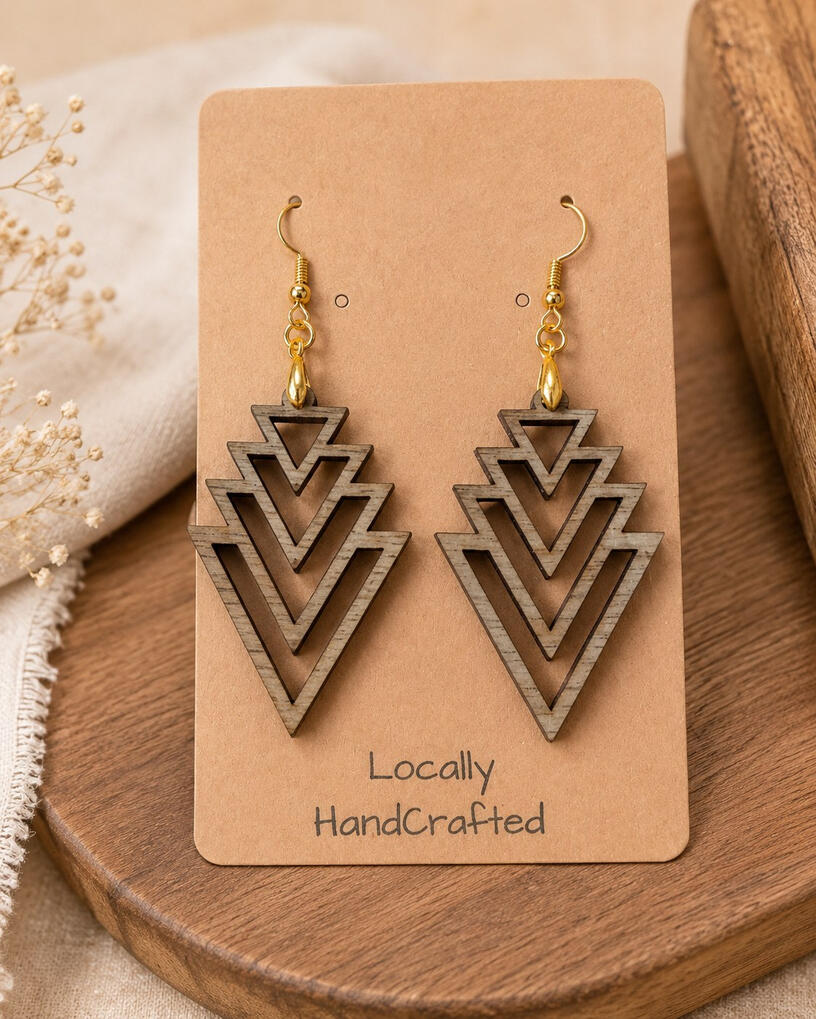 Geometric Wood Earrings